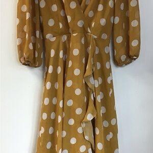 Danny & Nicole Yellow Polka Dot Long Sleeve Dress 💛